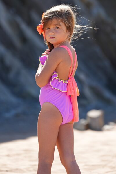 Bañador de niña con tirantes de tul Maui